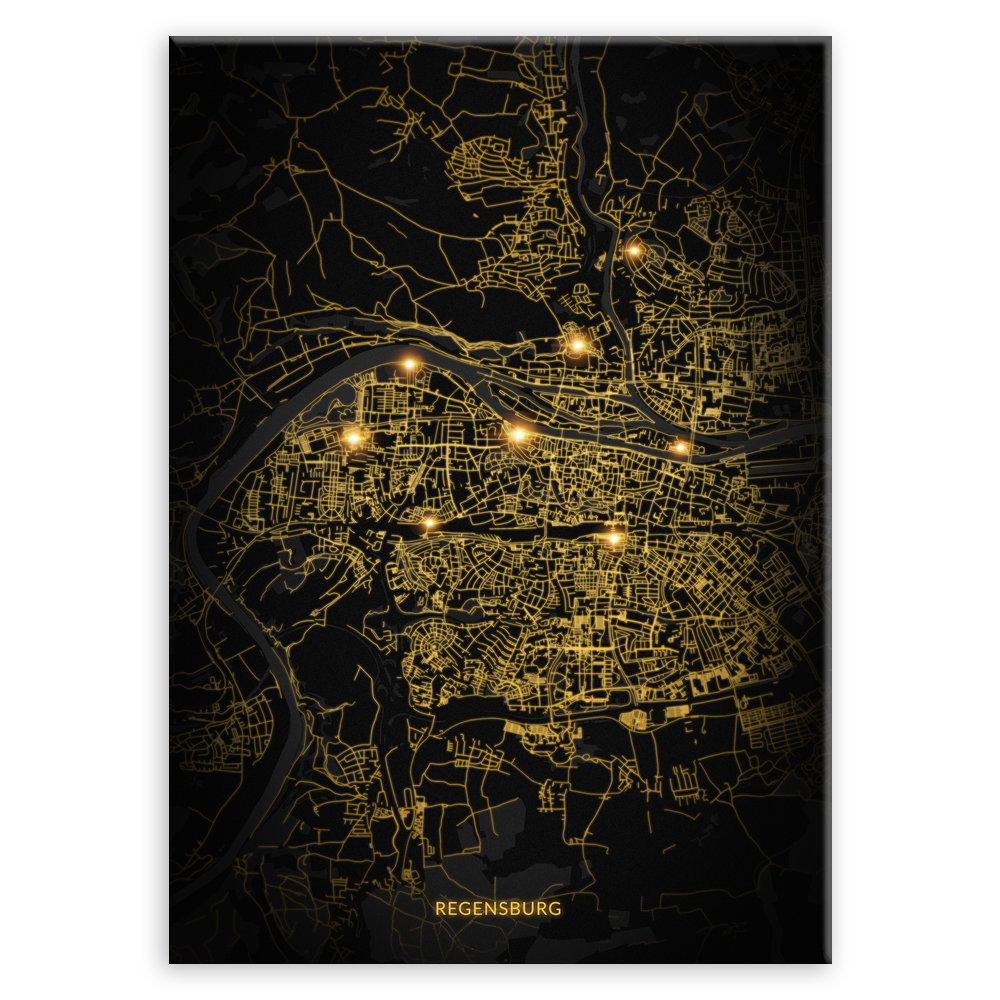 Plakat metalowy Mapa City Lights Regensburg M