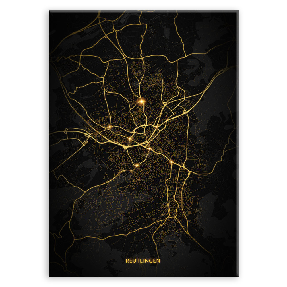 Plakat metalowy Mapa City Lights Reutlingen M