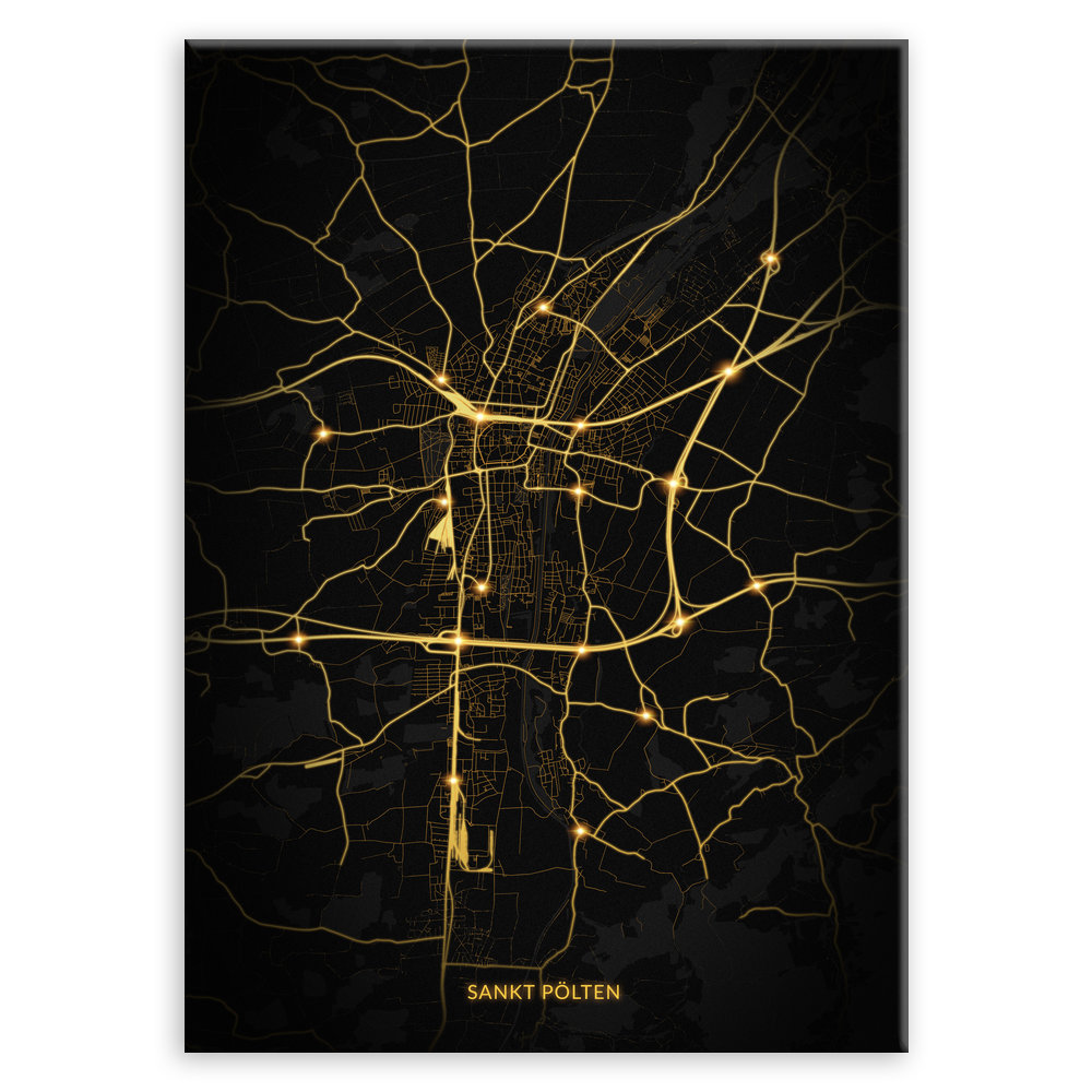 Plakat metalowy Mapa City Lights Sankt Pölten L