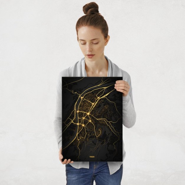 Plakat metalowy Mapa City Lights Trier M