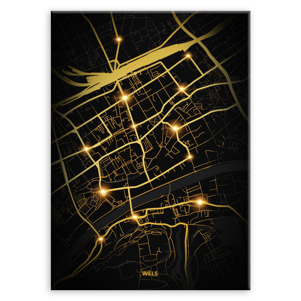 Plakat metalowy Mapa City Lights Wels L