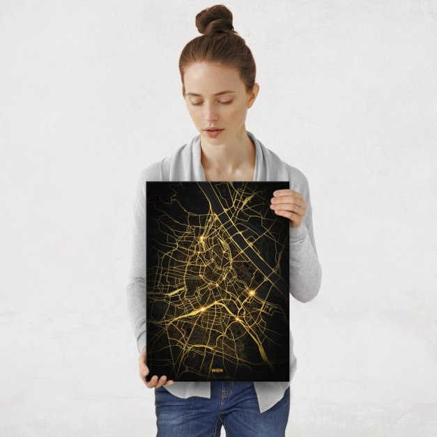 Plakat metalowy Mapa City Lights Wien M