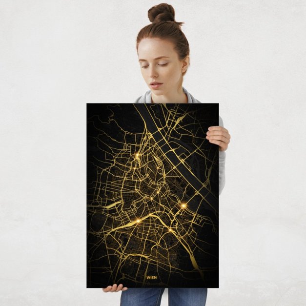 Plakat metalowy Mapa City Lights Wien L