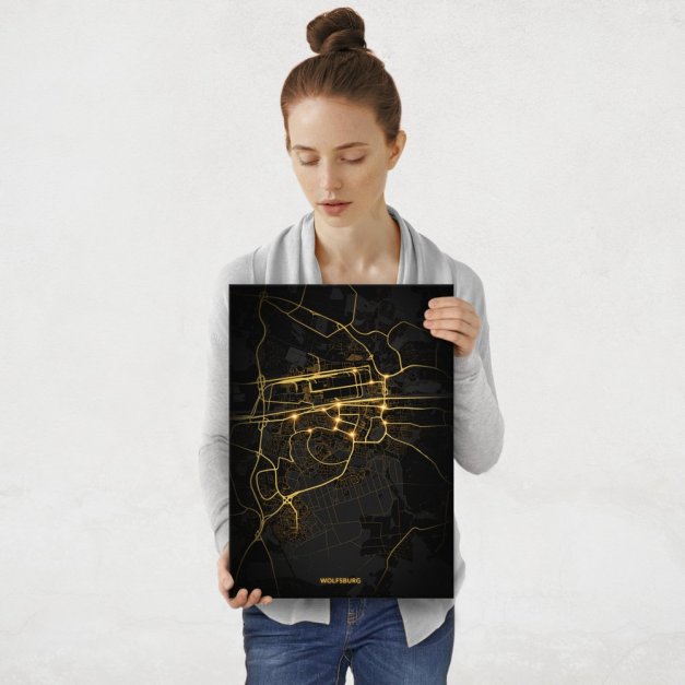 Plakat metalowy Mapa City Lights Wolfsburg M