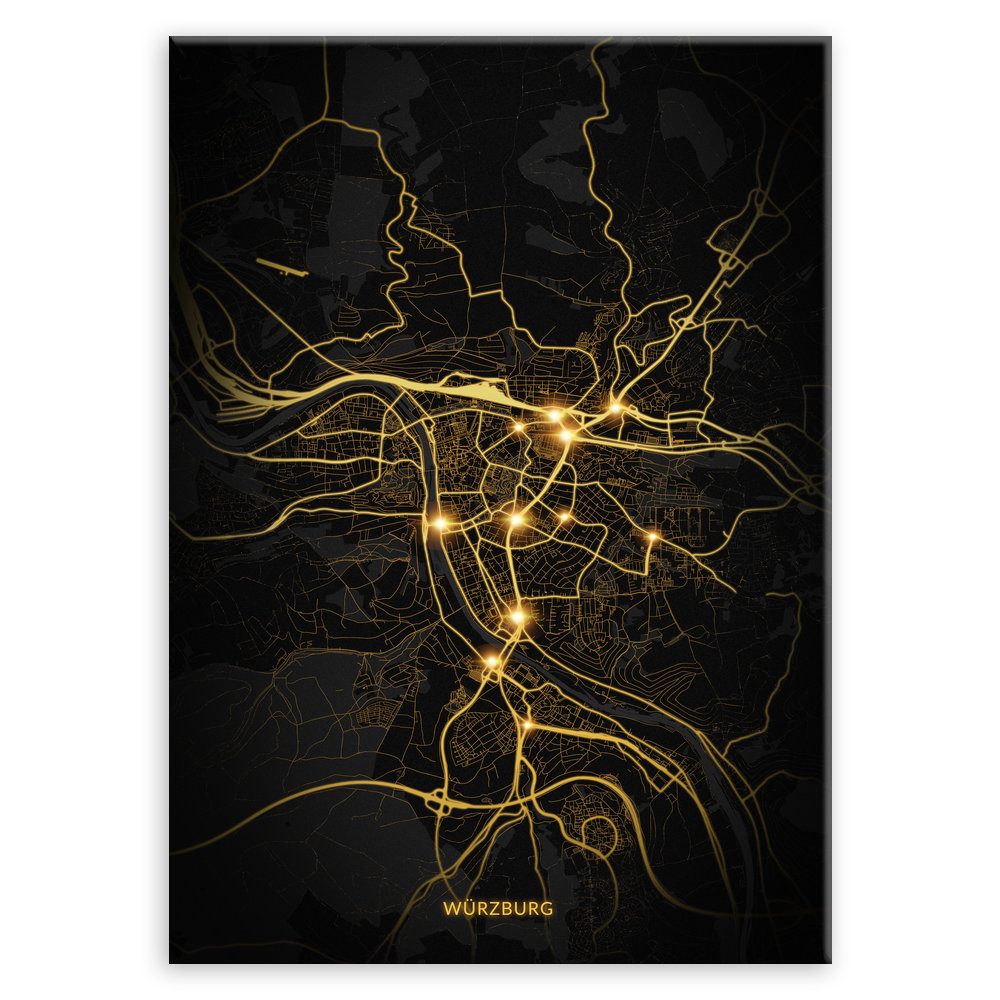 Plakat metalowy Mapa City Lights Würzburg M