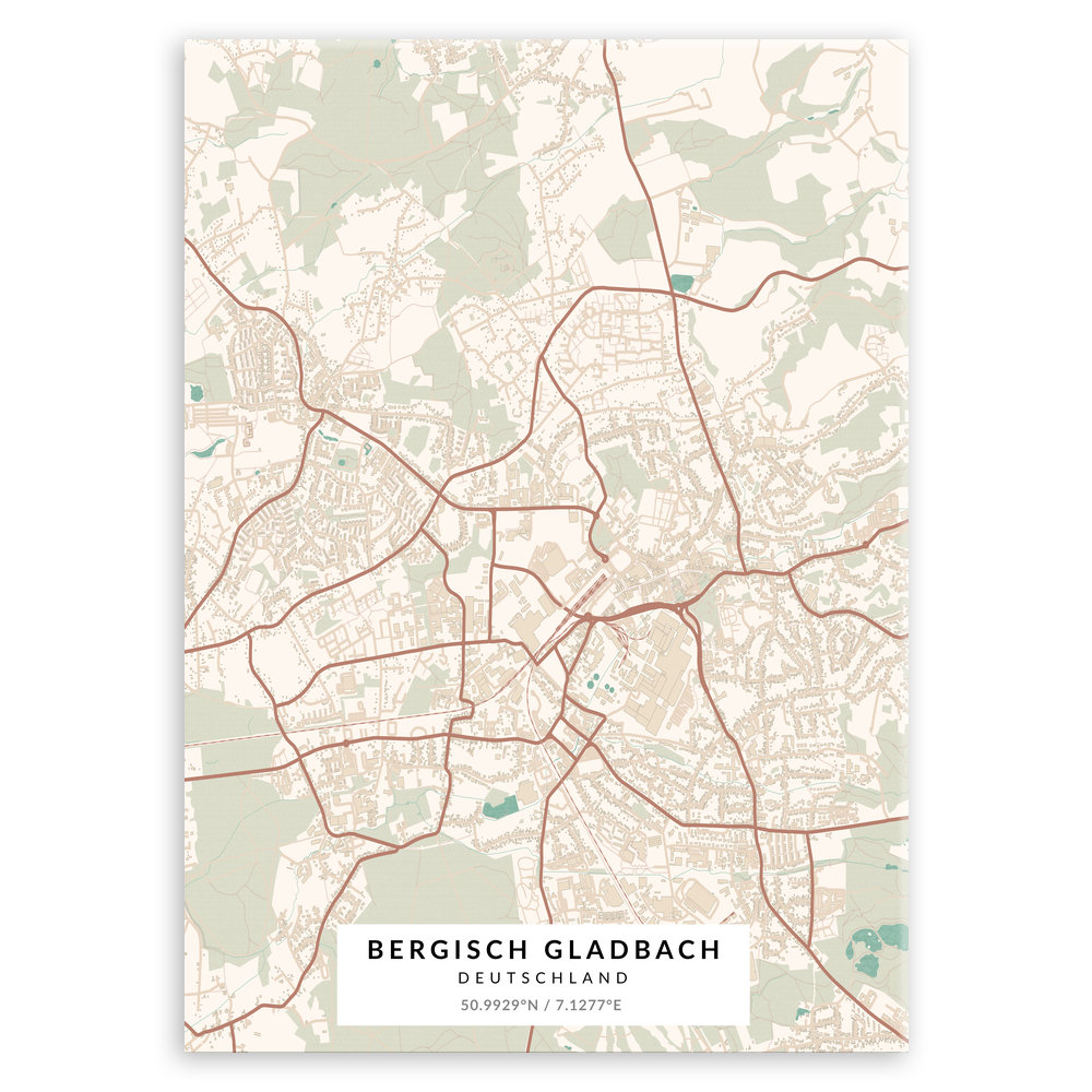 Plakat metalowy Mapa Vintage Bergisch Gladbach M