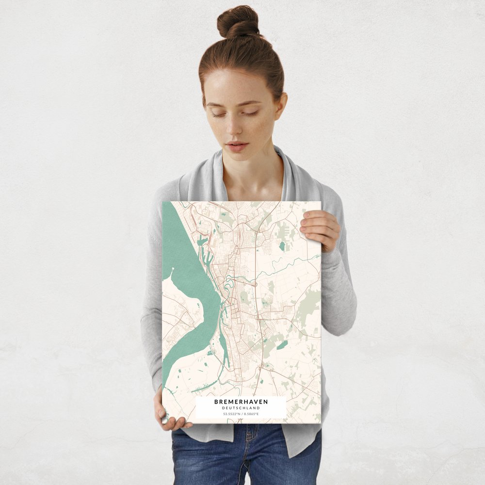 Plakat metalowy Mapa Vintage Bremerhaven M