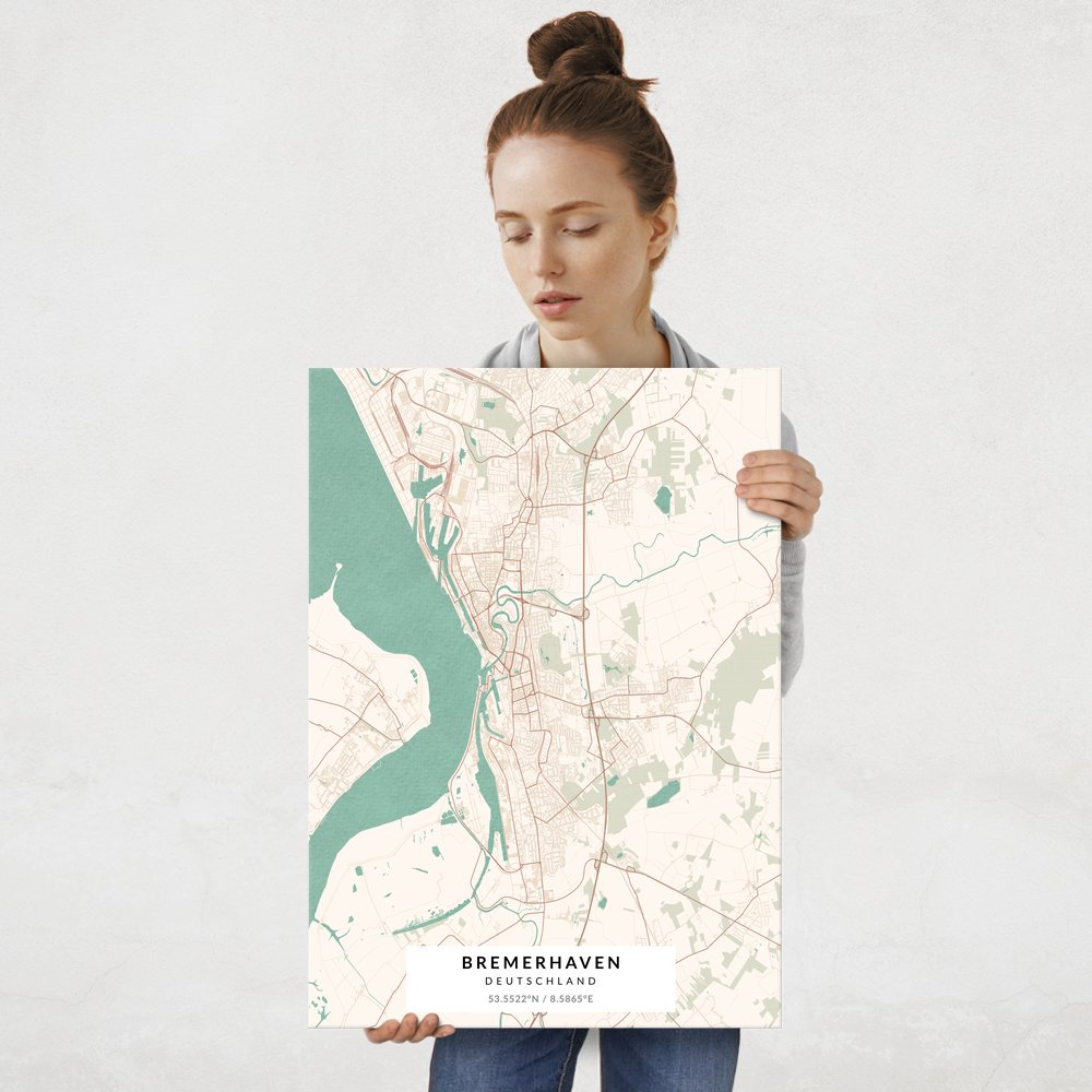 Plakat metalowy Mapa Vintage Bremerhaven L