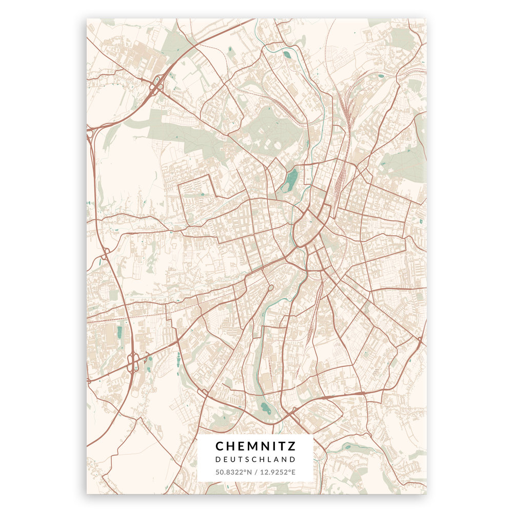 Plakat metalowy Mapa Vintage Chemnitz L