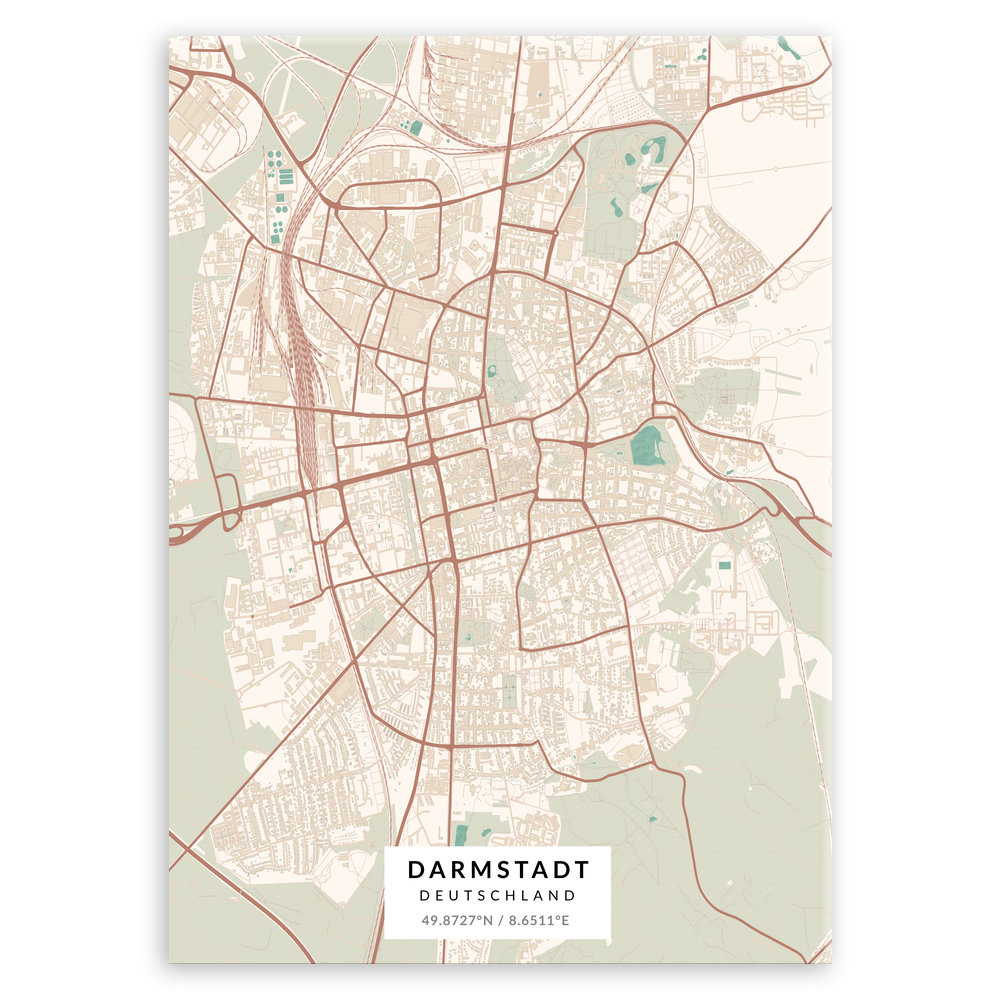 Plakat metalowy Mapa Vintage Darmstadt M