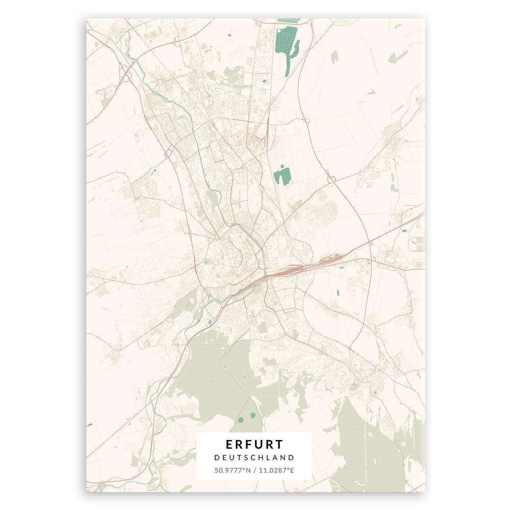 Plakat metalowy Mapa Vintage Erfurt M