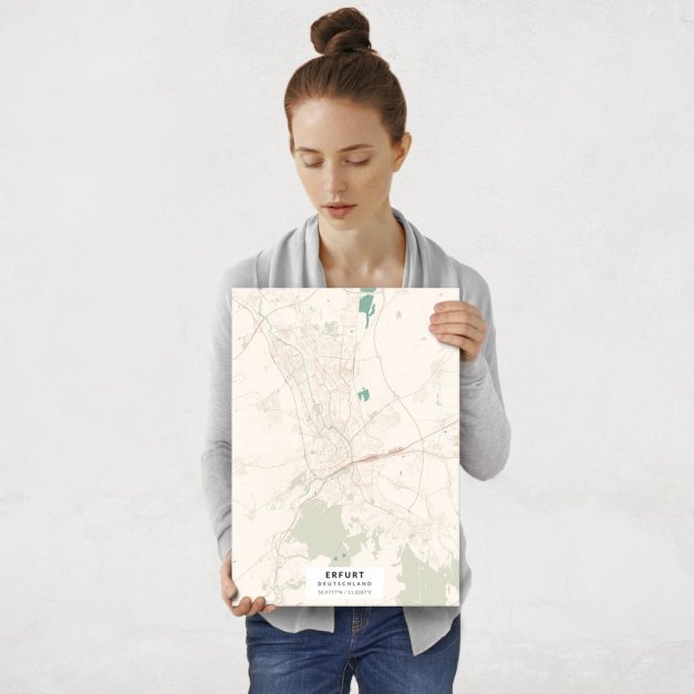Plakat metalowy Mapa Vintage Erfurt M