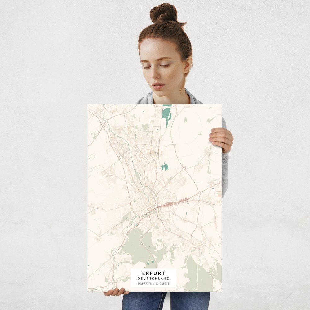 Plakat metalowy Mapa Vintage Erfurt L