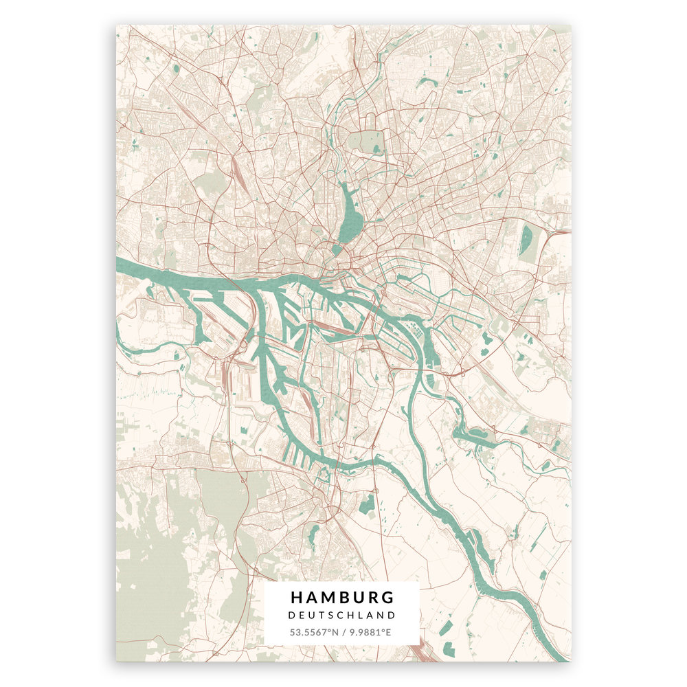 Plakat metalowy Mapa Vintage Hamburg L