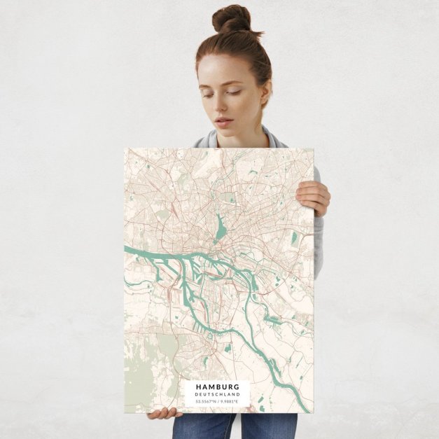 Plakat metalowy Mapa Vintage Hamburg L