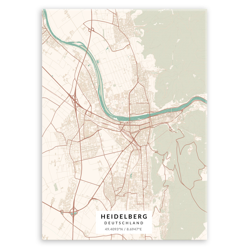 Plakat metalowy Mapa Vintage Heidelberg L