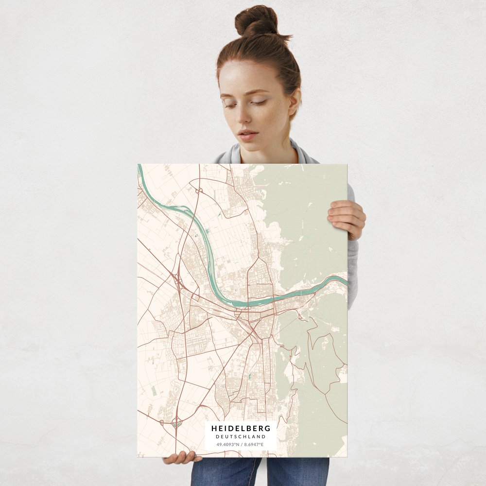 Plakat metalowy Mapa Vintage Heidelberg L