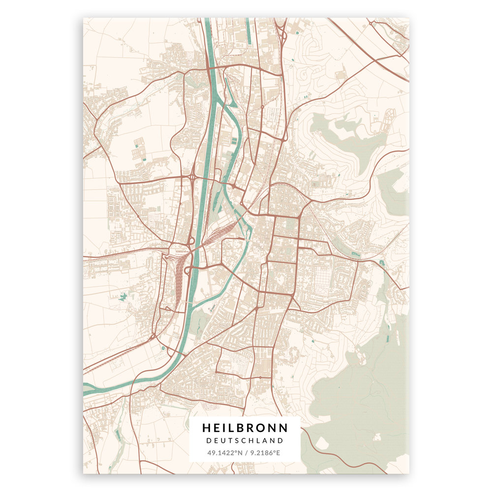 Plakat metalowy Mapa Vintage Heilbornn L