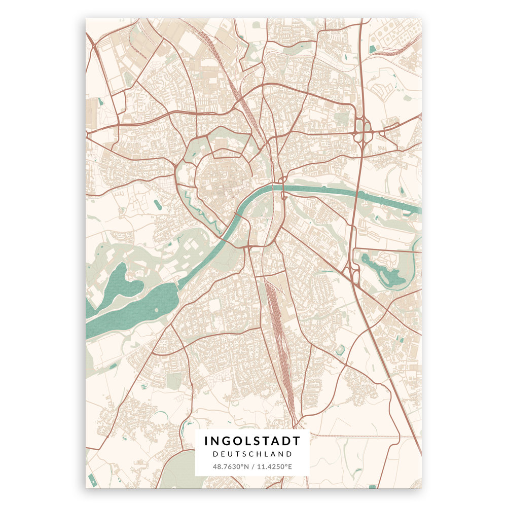 Plakat metalowy Mapa Vintage Ingolstadt L