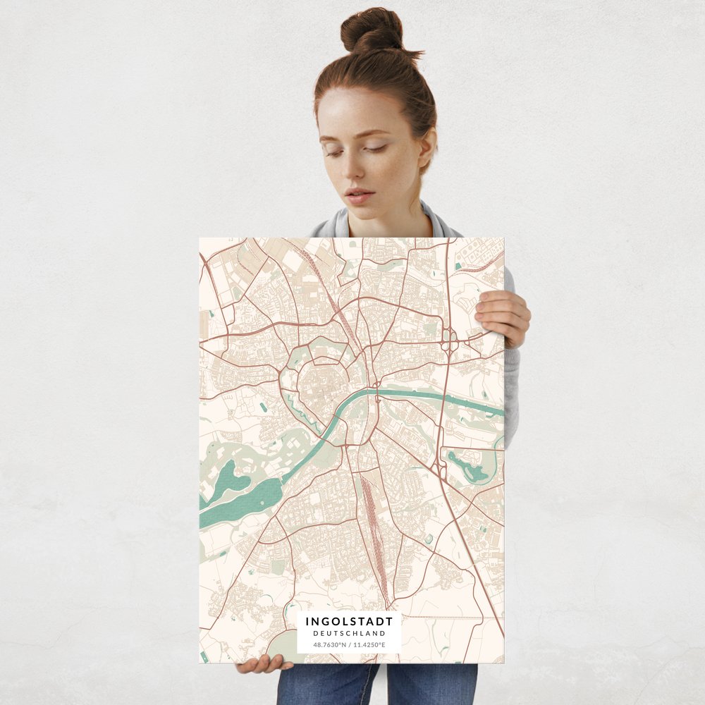 Plakat metalowy Mapa Vintage Ingolstadt L