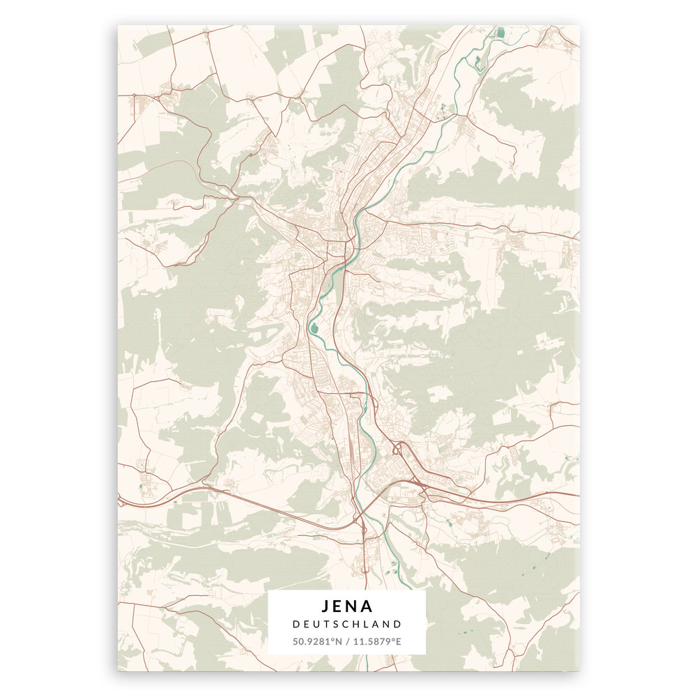 Plakat metalowy Mapa Vintage Jena L