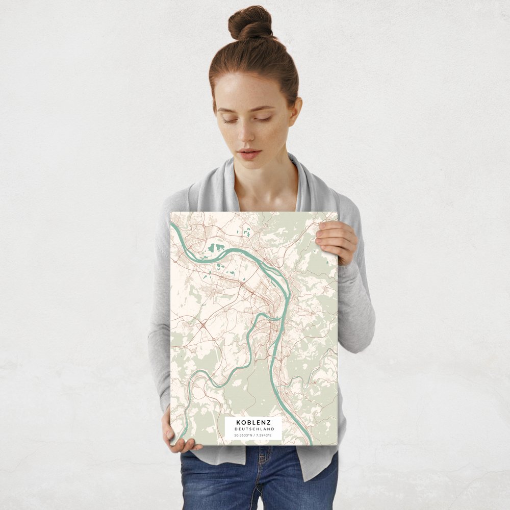 Plakat metalowy Mapa Vintage Koblenz M
