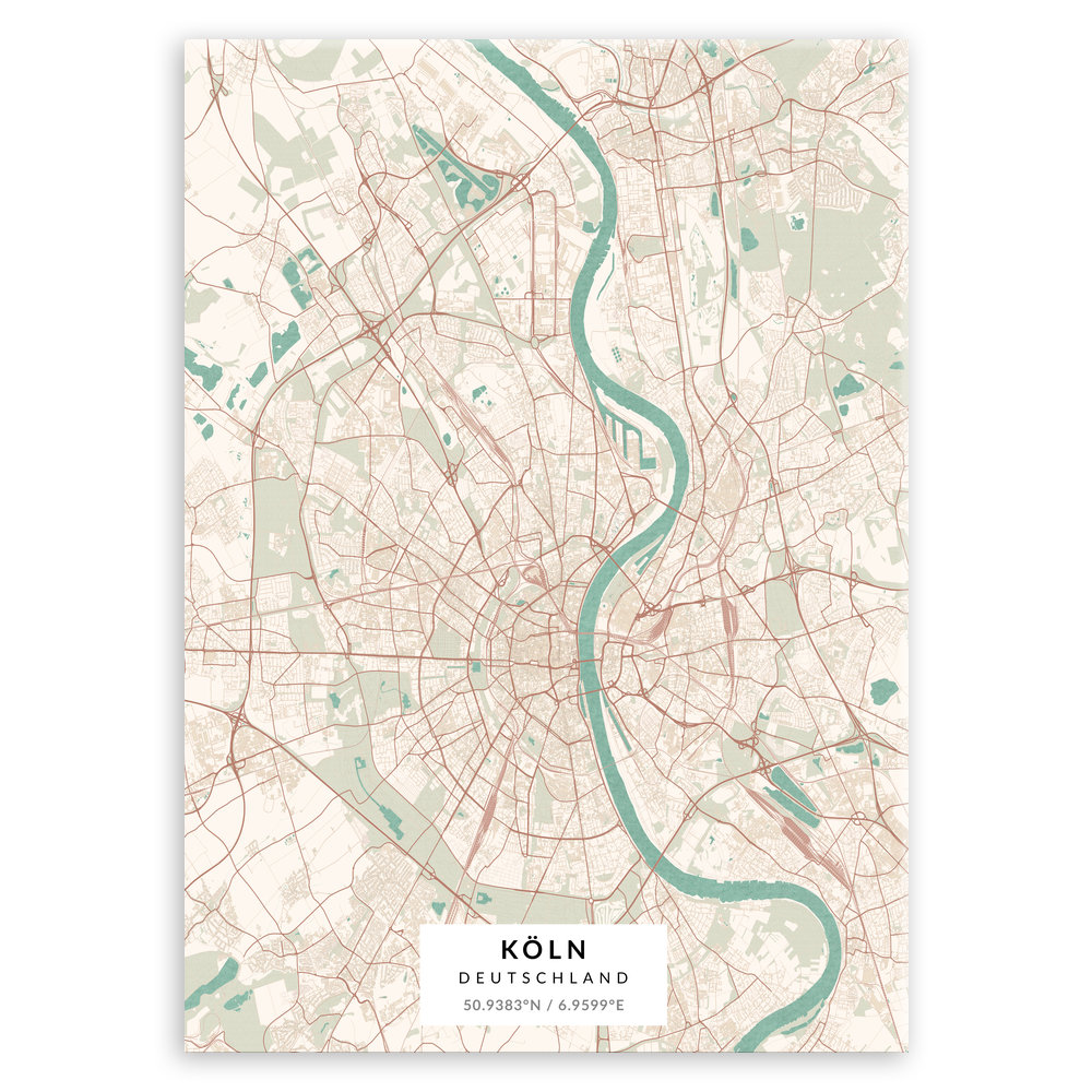 Plakat metalowy Mapa Vintage Köln M