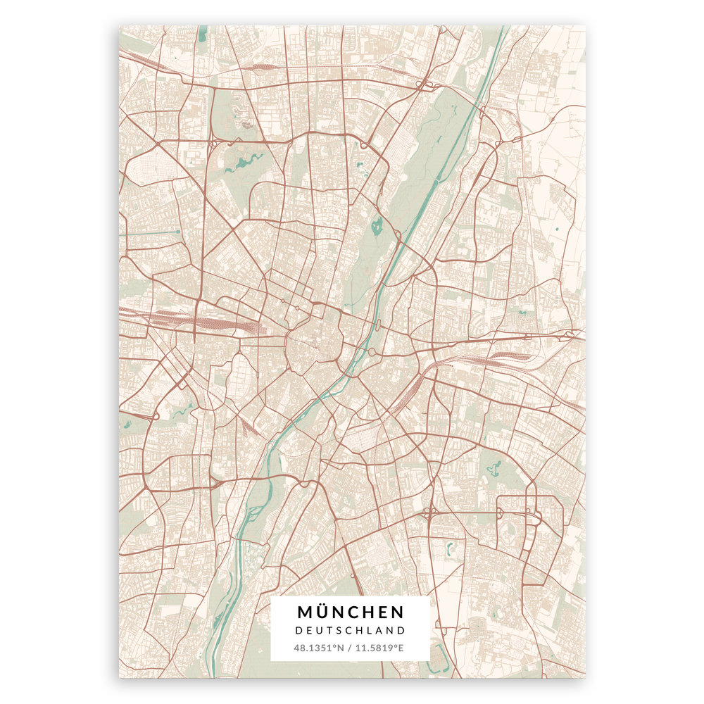 Plakat metalowy Mapa Vintage München L