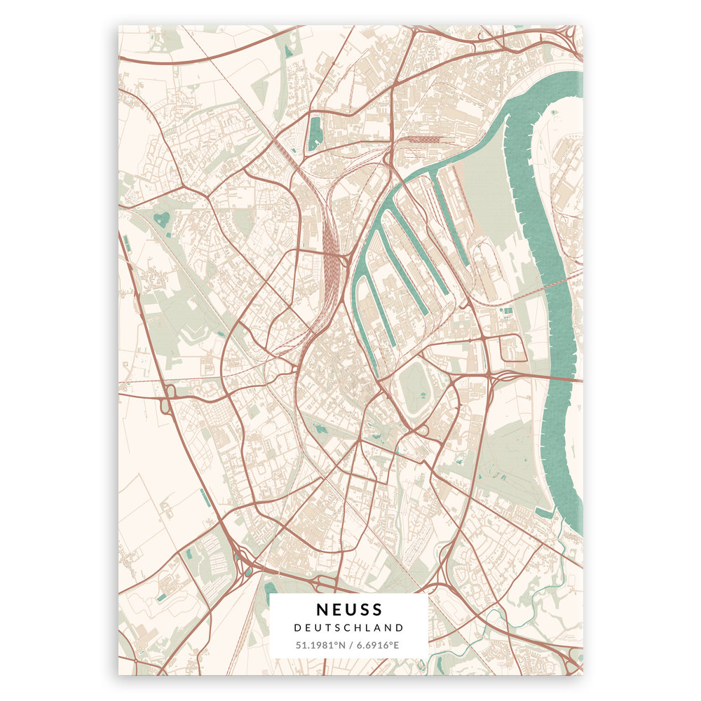 Plakat metalowy Mapa Vintage Neuss L