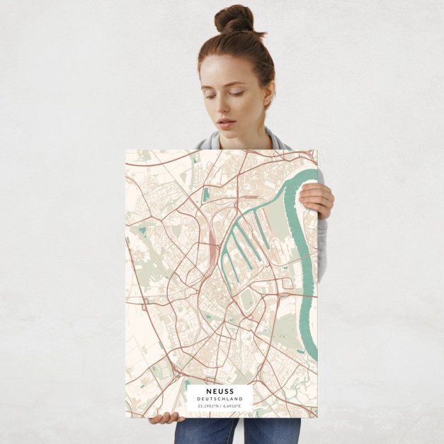 Plakat metalowy Mapa Vintage Neuss L
