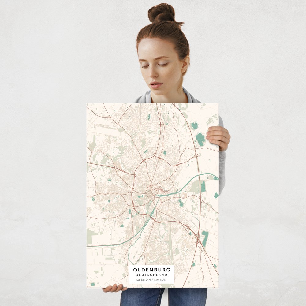 Plakat metalowy Mapa Vintage Oldenburg L