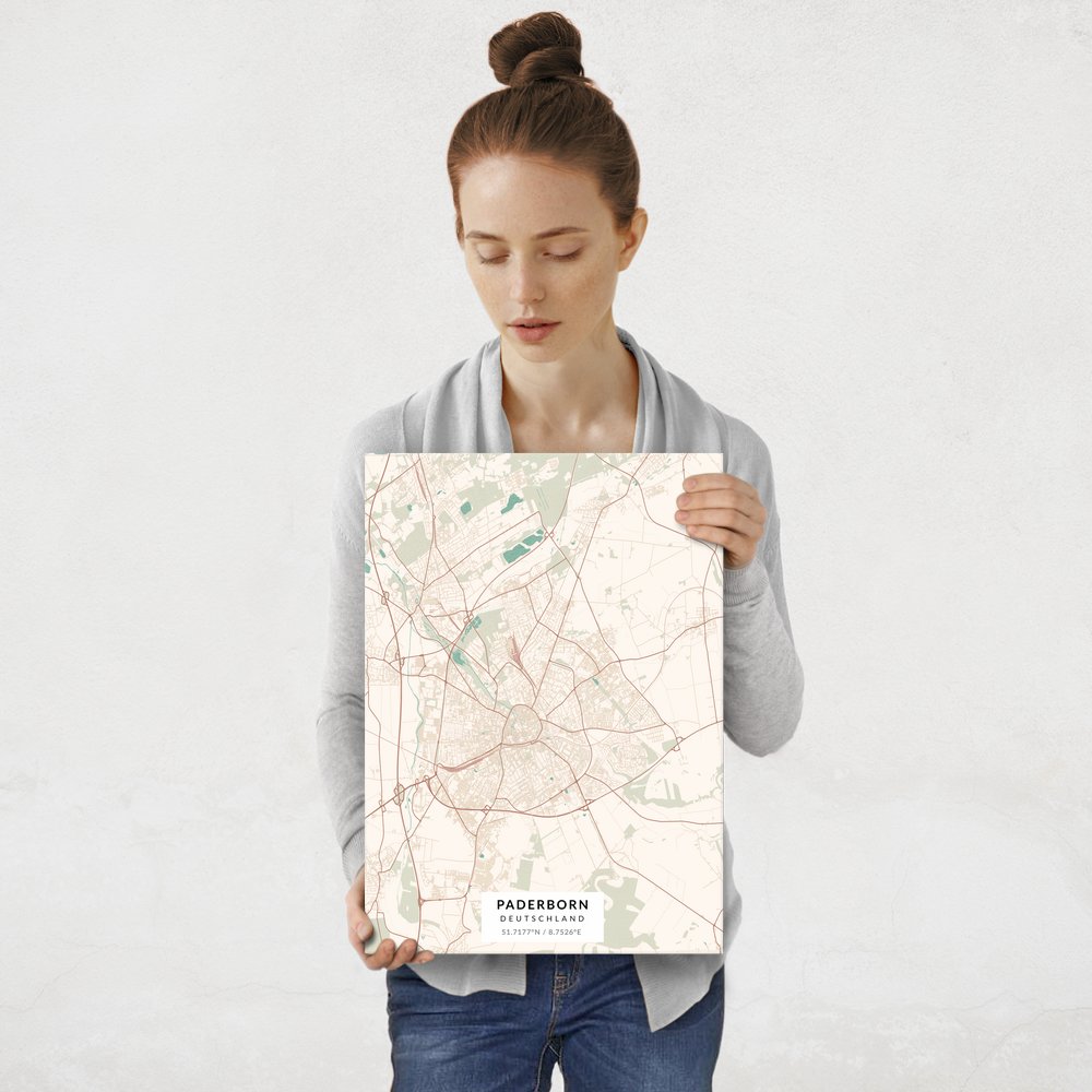 Plakat metalowy Mapa Vintage Paderborn M