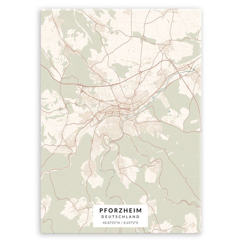 Plakat metalowy Mapa Vintage Pforzheim L