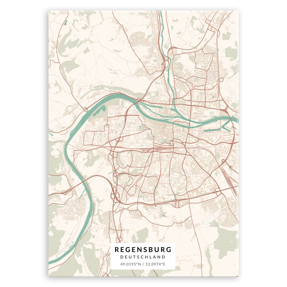 Plakat metalowy Mapa Vintage Regensburg L
