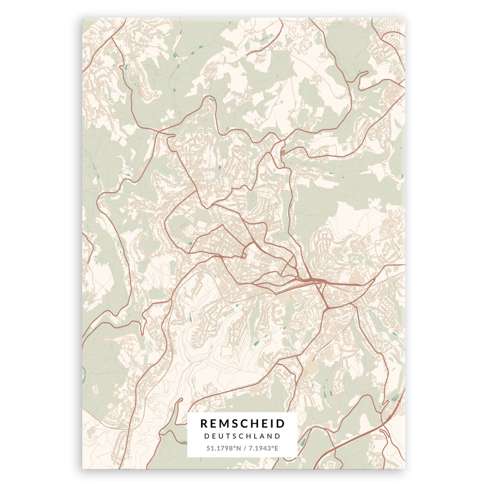 Plakat metalowy Mapa Vintage Remscheid M