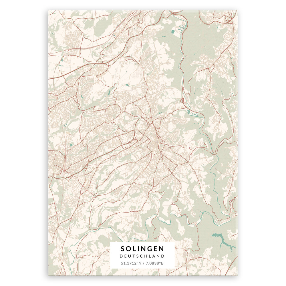 Plakat metalowy Mapa Vintage Solingen L