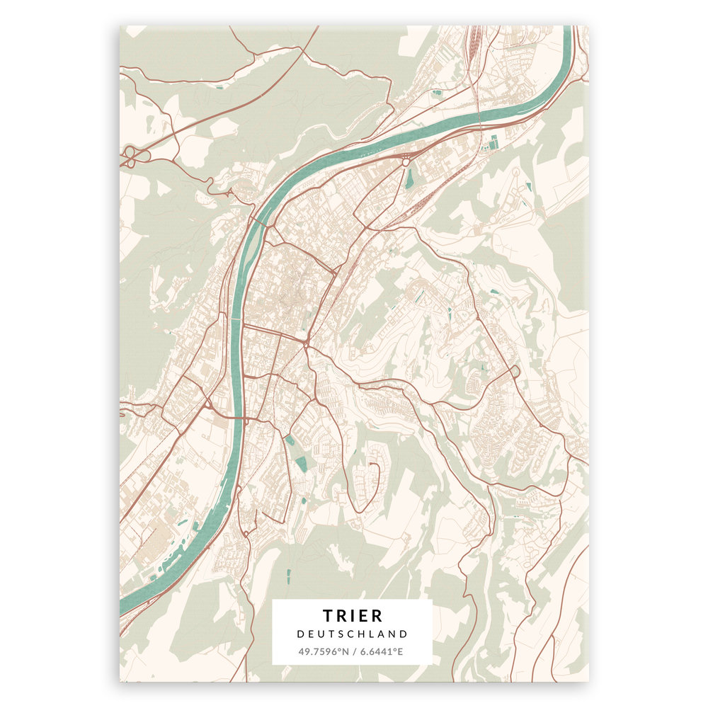 Plakat metalowy Mapa Vintage Trier L