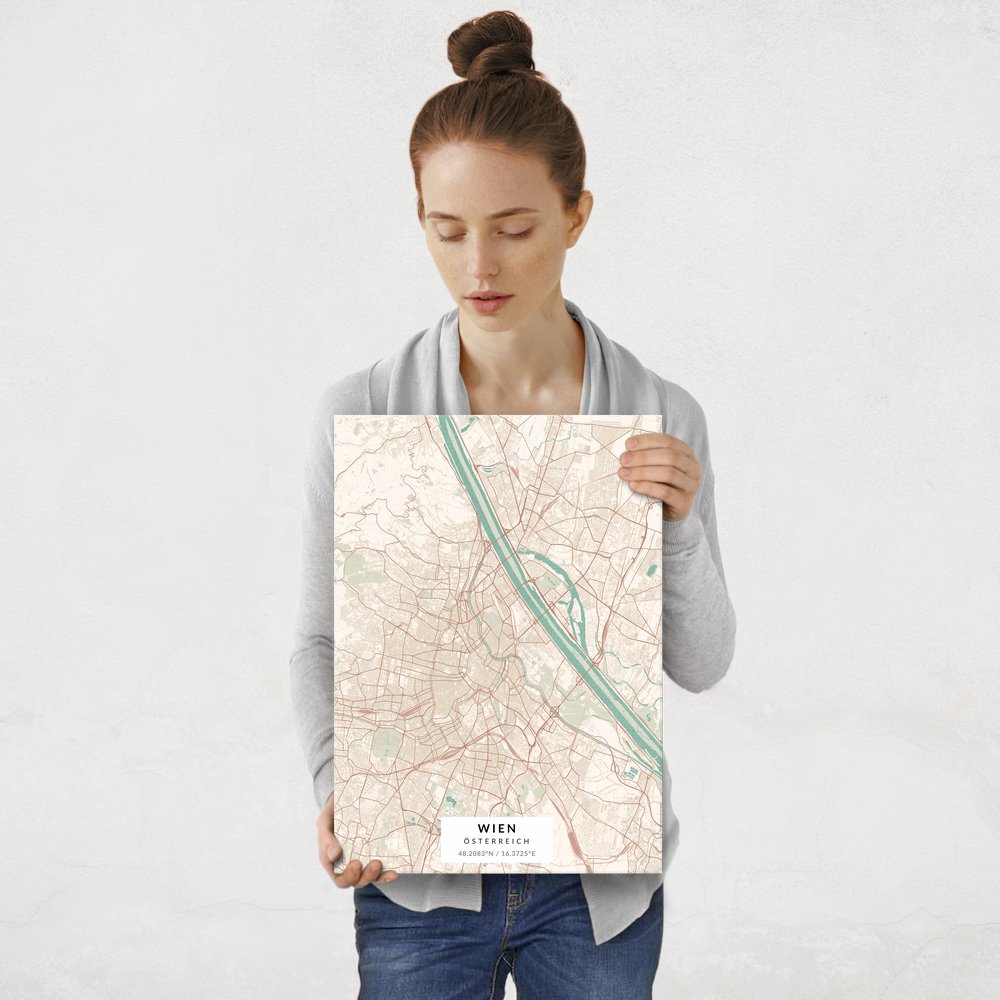Plakat metalowy Mapa Vintage Wien M