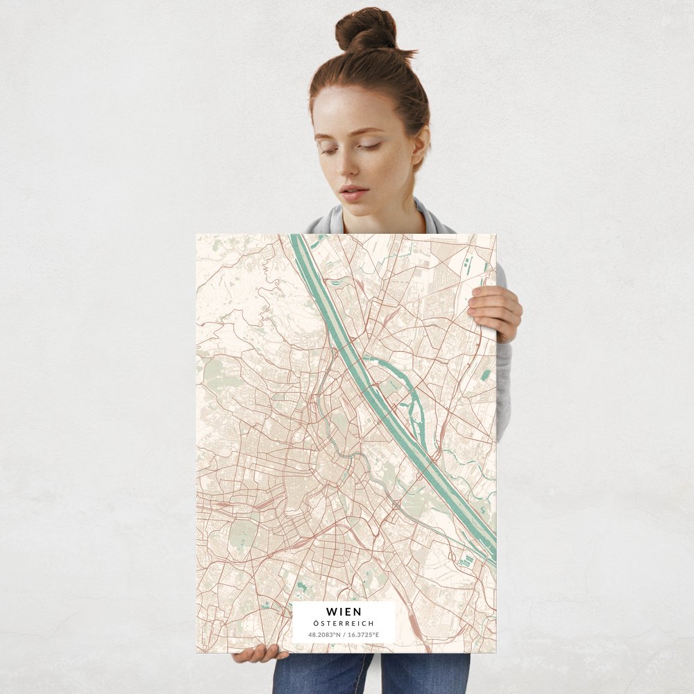 Plakat metalowy Mapa Vintage Wien L