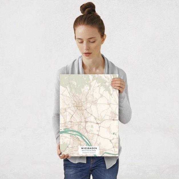 Plakat metalowy Mapa Vintage Wiesbaden M
