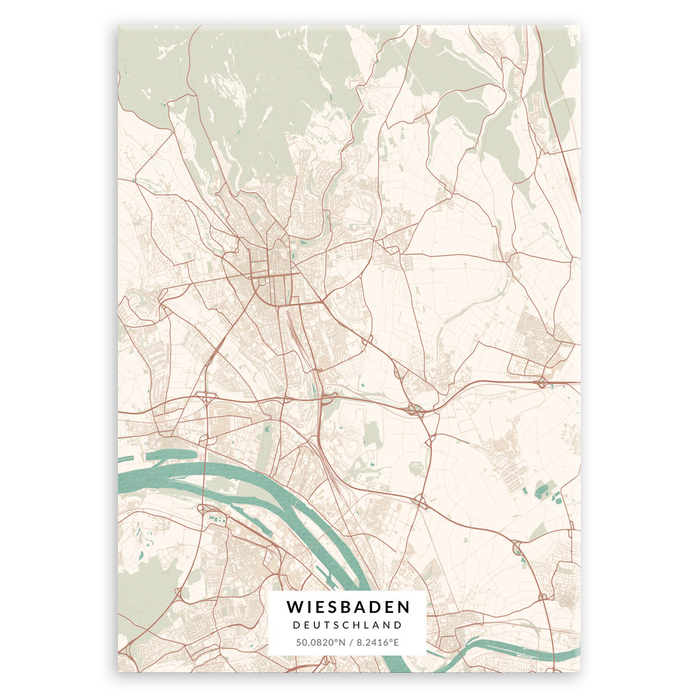 Plakat metalowy Mapa Vintage Wiesbaden L