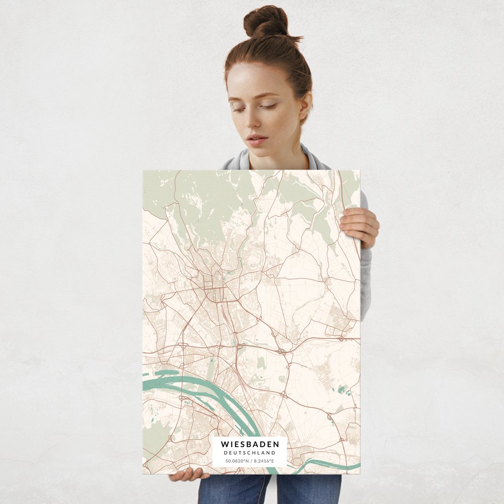 Plakat metalowy Mapa Vintage Wiesbaden L