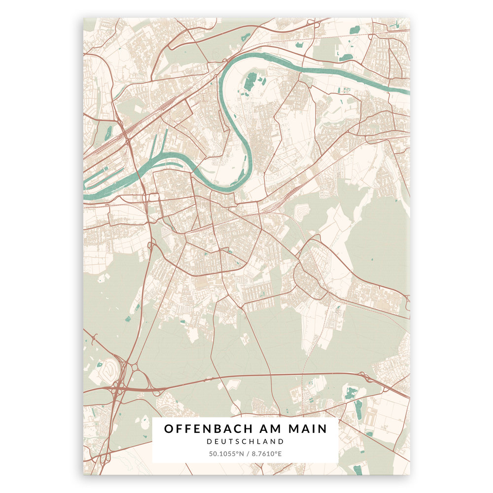 Plakat metalowy Mapa Vintage Offenbach am Main L