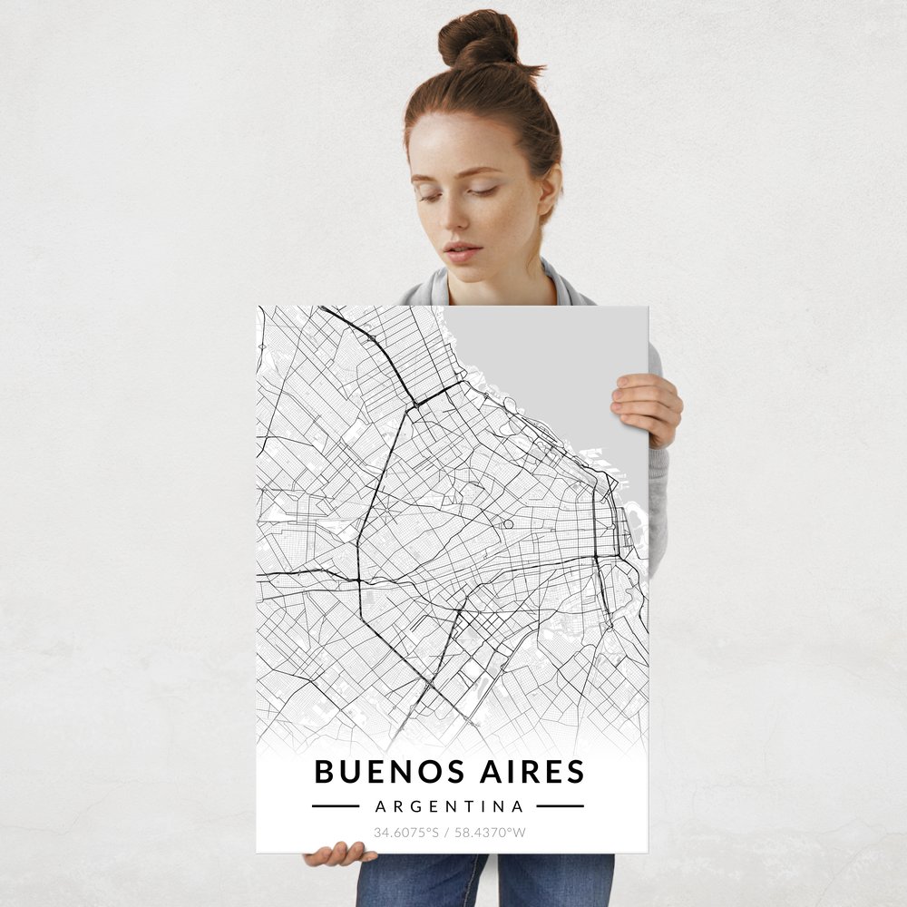 Plakat metalowy Mapa B&W Buenos Aires L