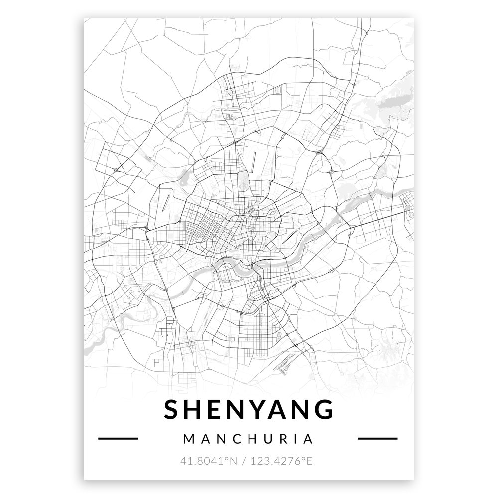 Plakat metalowy Mapa B&W Shenyang L