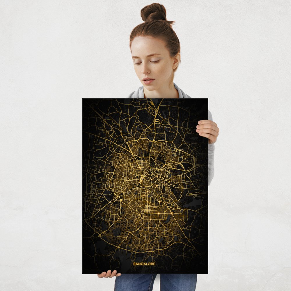 Plakat metalowy Mapa City Lights Bangalore L