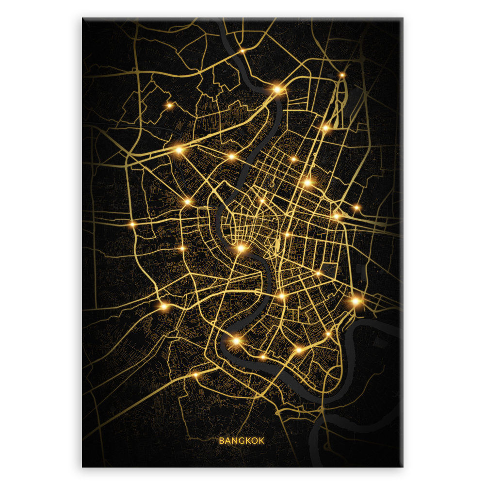 Plakat metalowy Mapa City Lights Bangkok L