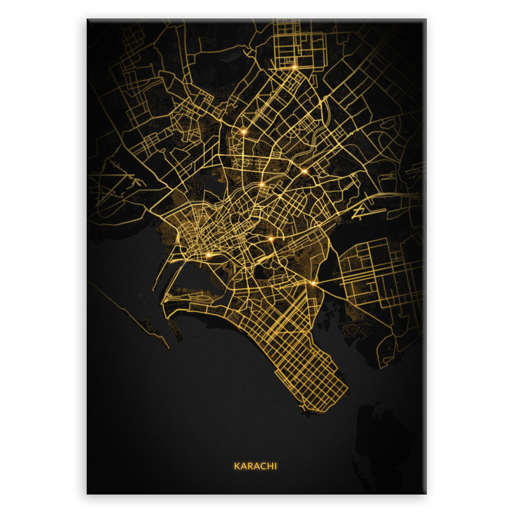 Plakat metalowy Mapa City Lights Karaczi M