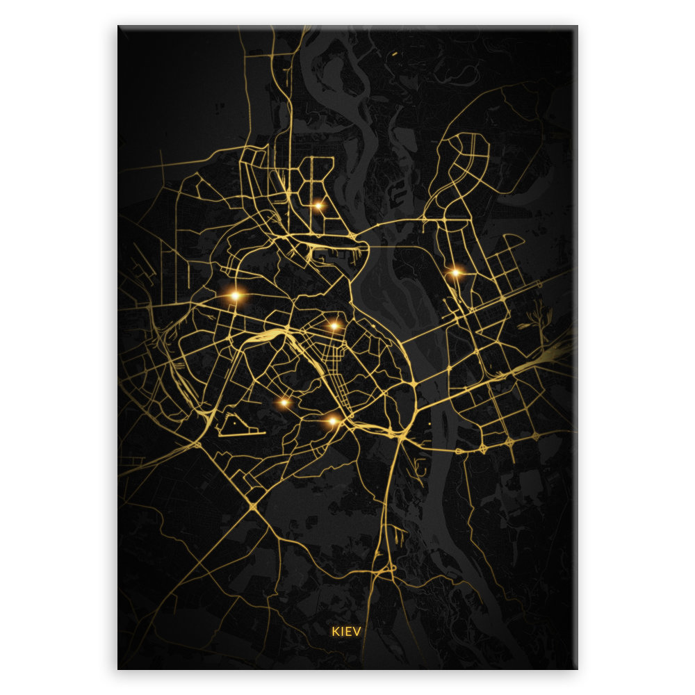 Plakat metalowy Mapa City Lights Kijów L