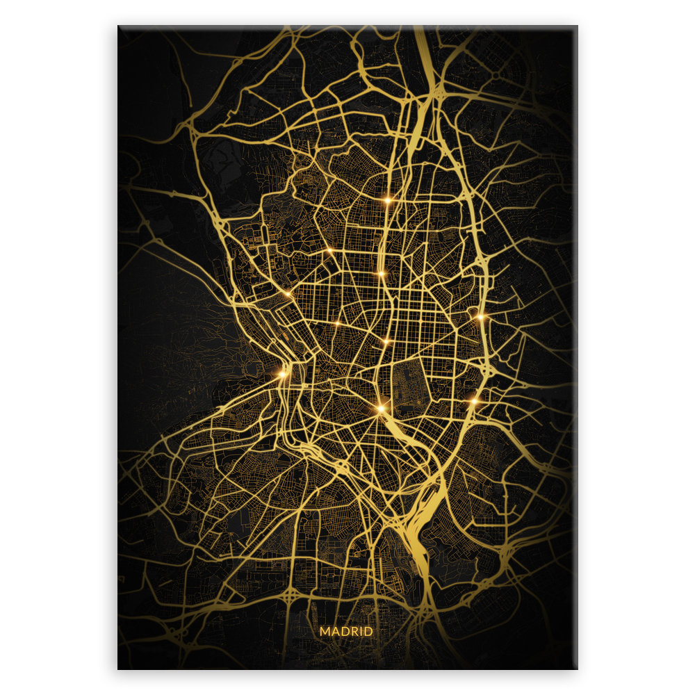 Plakat metalowy Mapa City Lights Madryt L